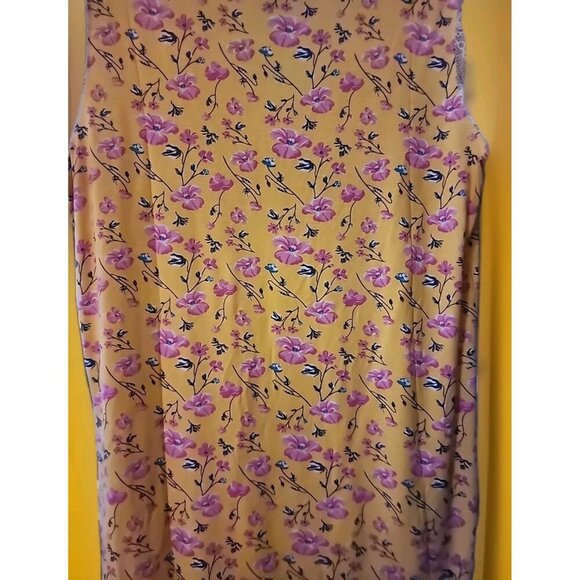 New KATE MALLORY Medium Yellow Floral Lace Pullover Tunic Top Cr60 Excellent - Picture 5 of 5